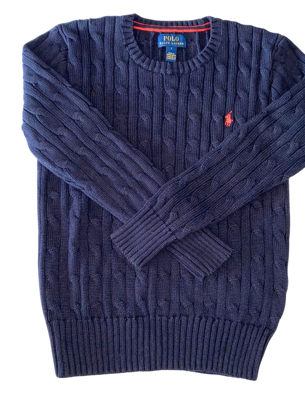 Boy’s Size 7 POLO Ralph Lauren Navy Cable Knit Sweater